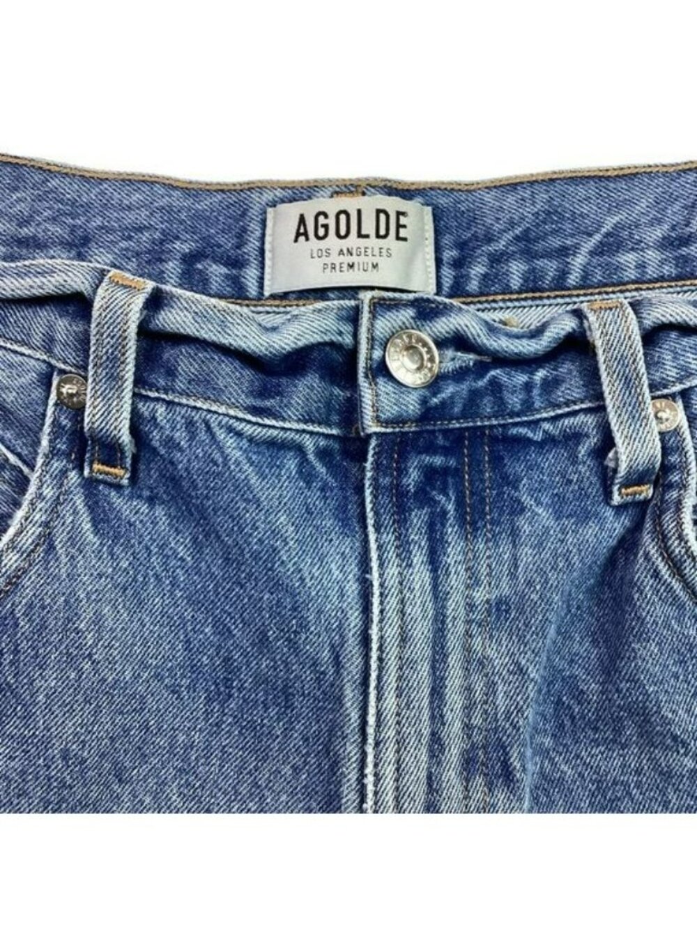 A Gold E Womens High-Rise Relaxed Straight-Leg Jeans In Medium Wash Size 31 100% - Picture 10 of 12
